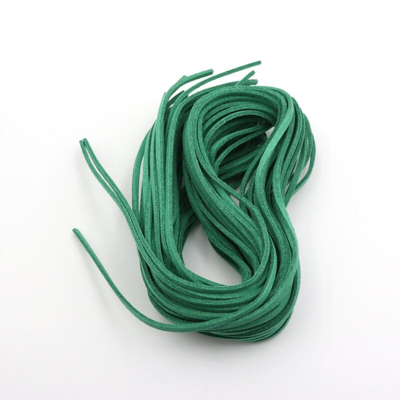 5pcs 1m 3mm Flat Faux Suede Korean Velvet Leather Cord DIY Rope Thread Jewelry Making Decorative Handicrafts Accessories: Green