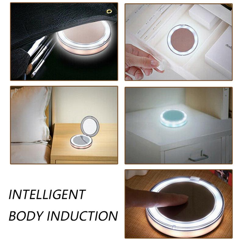 Makeup Mirror With Led Light Make Up Mirror LED Compact Mirror Mini Makeup Mirror Magnify Hand Held Fold Portable LED Light