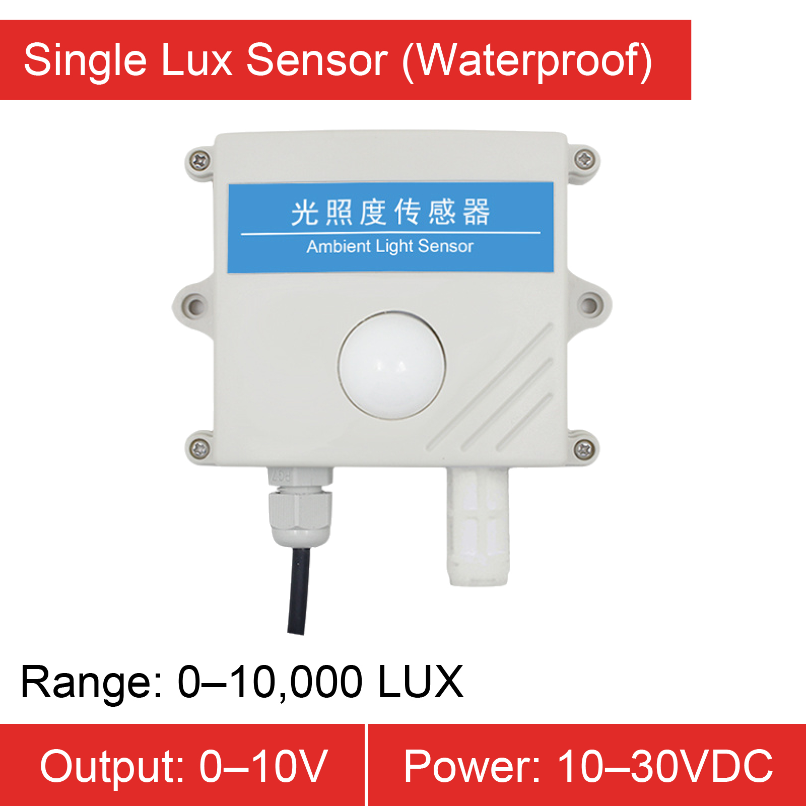 High-Precision Wall-Mounted Ambient Light Sensor Illuminance Meter with Temperature and Humidity Detection for Industrial Use