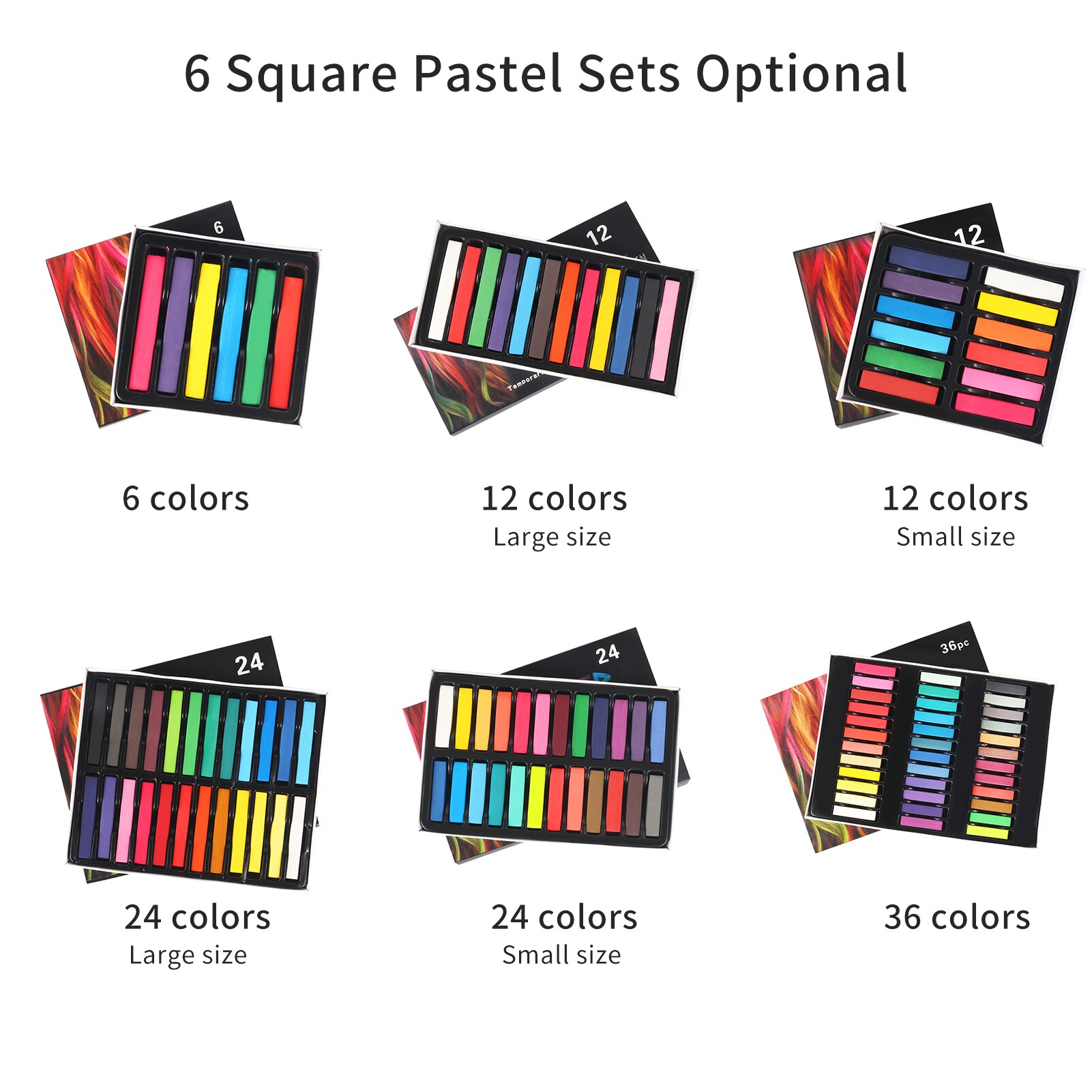 Square Pastel Set 24 Colors Soft Dry Pastel Artist Chalk Pastel Sticks Non Toxic for Office School Art Drawing Painting Supplies