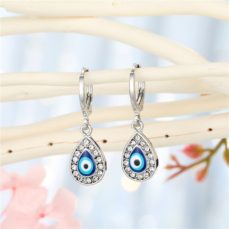 1 Paar Hart Evil Eye Hoepel Oorbellen Voor Vrouwen Sieraden Mode Eenvoudige Shiny Turkse Eye Fatima Hand Geometrische Cirkel oorbellen