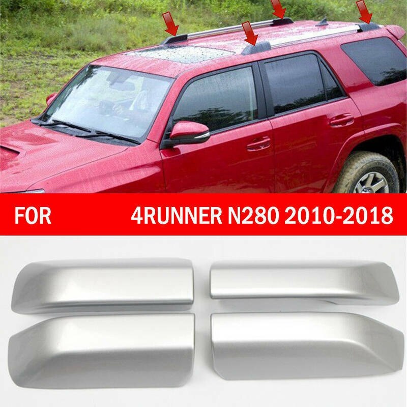 4X Zilver Imperiaal Bar Rail End Cover Shell Cap Voor Toyota 4 Runner: Default Title