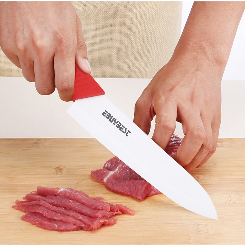 Keramisk kniv 6 tommer hvitt blad takket brødkniv keramiske kniver kjøkkenkniver kokk 6 tommers fargerikt håndtak kokeverktøy