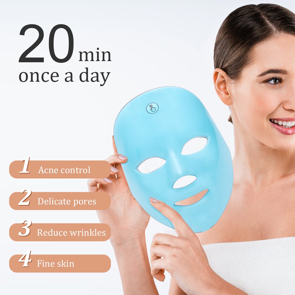 7 Colors Light LED Facial Mask Phototherapy Skin Rejuvenation LED Mask Anti Acne Whitening Wrinkle Removal Mask Face Care Beauty