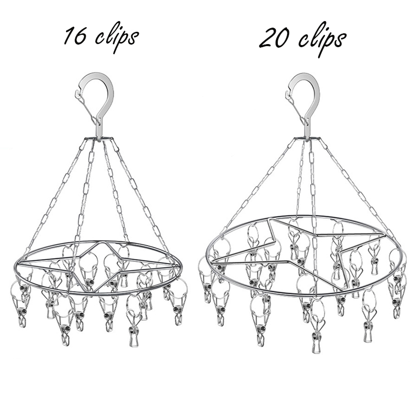Aço inoxidável Windproof Secagem Rack, Multi-Funcional Hanger, Socks Holder, Bra Organizer, Clipe Sock