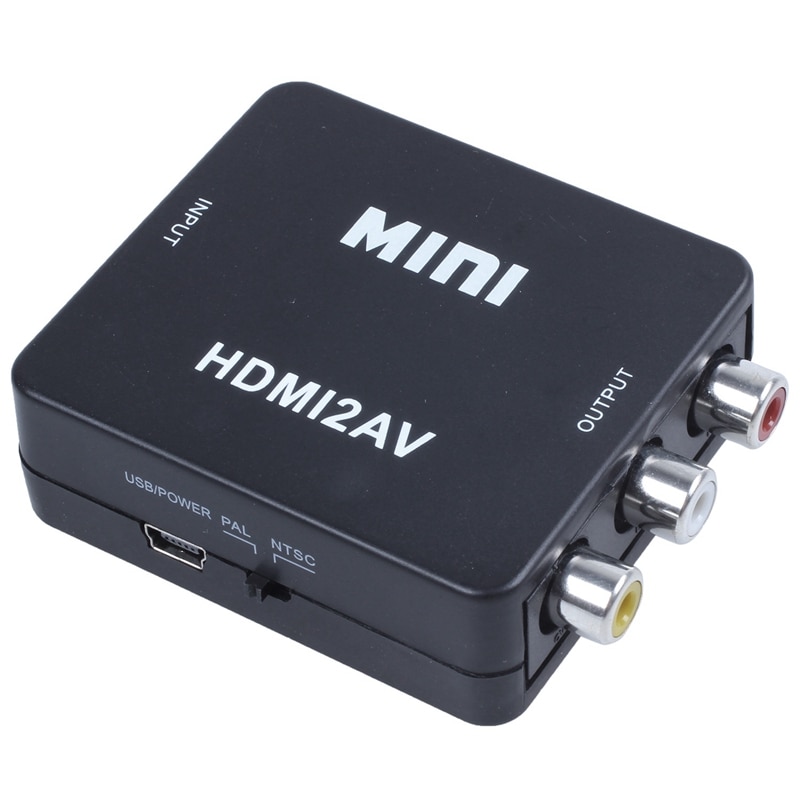 Mini hdmi  to 3 rca cvbs komposiitti video av muunnin sovitin tv  ps3 vhs vcr dvd musta: Default Title