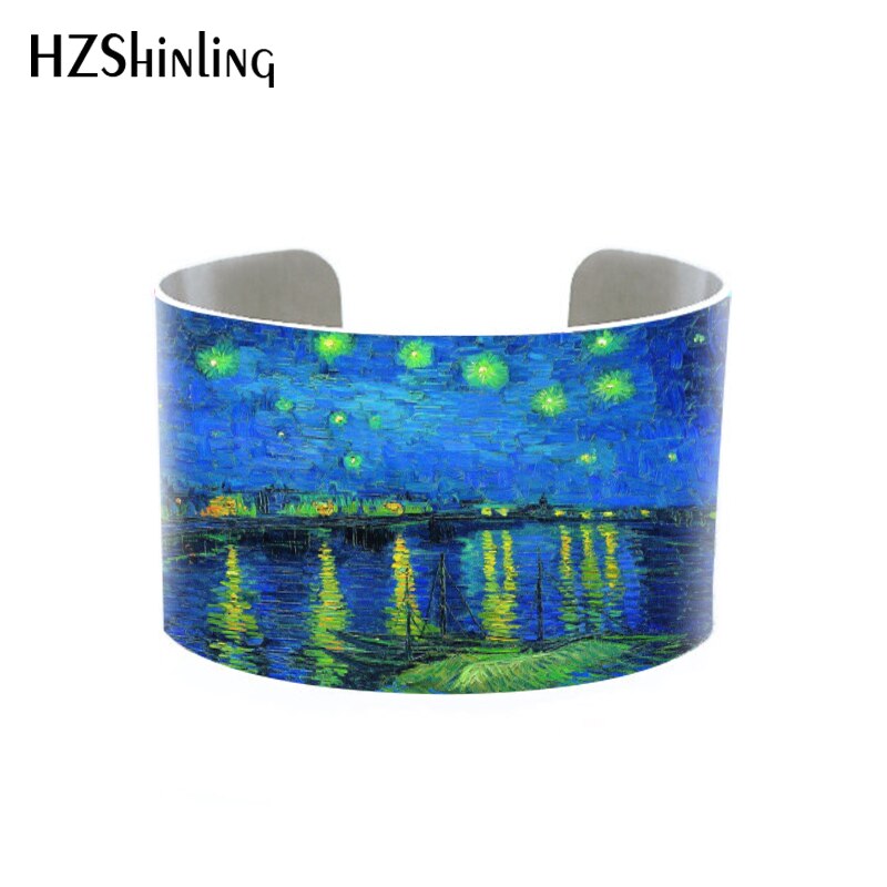 Starry Night Van Gogh cuff bracelet Vincent van Gogh Bangle Wristband Sunflowers Jewelry Floral Famous Paintings, Famous Artist: 1