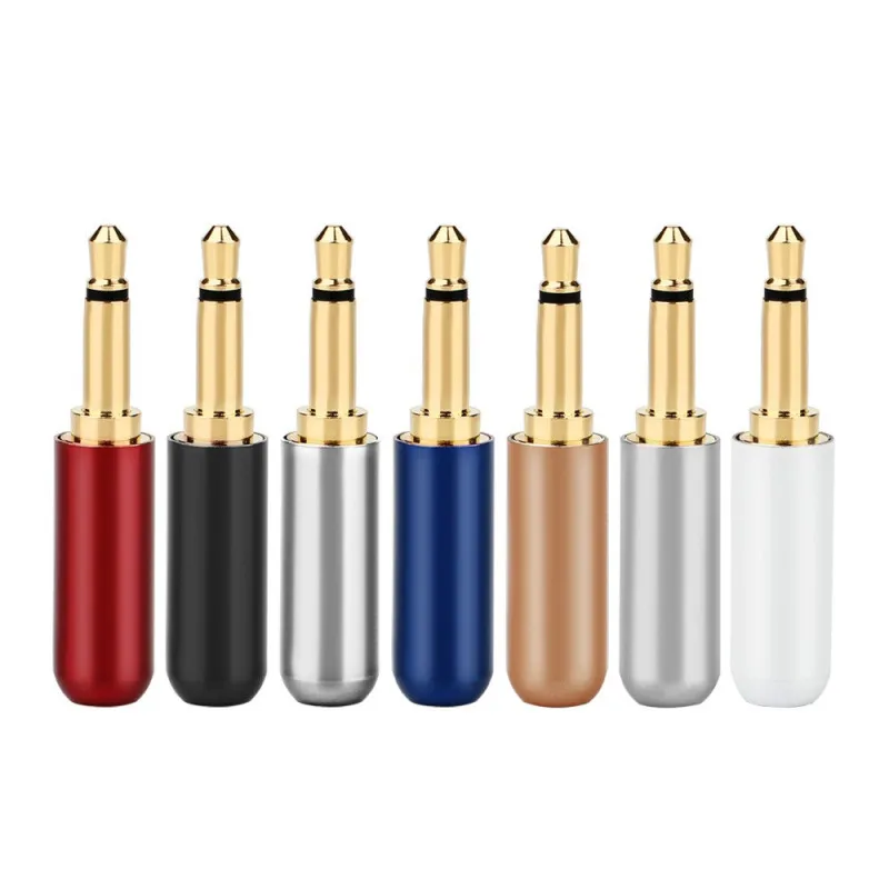 Jack 3.5mm hodetelefonplugg mono hann gullbelegg lydadapter 3.5 hifi høyttaler øretelefon aux loddetrådkontakt