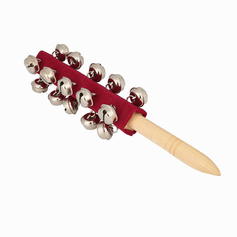 Jingle bells stick træ håndholdt 21 jingle bells bar slæde legetøj percussion instrument