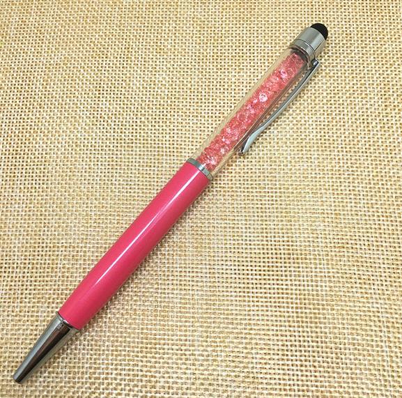 (1Pcs/Sell) Crystal Pen Diamond Pens Stationery Fountain Pen Stylus Touch Pen 11 Colors Oily Black Refill: 8