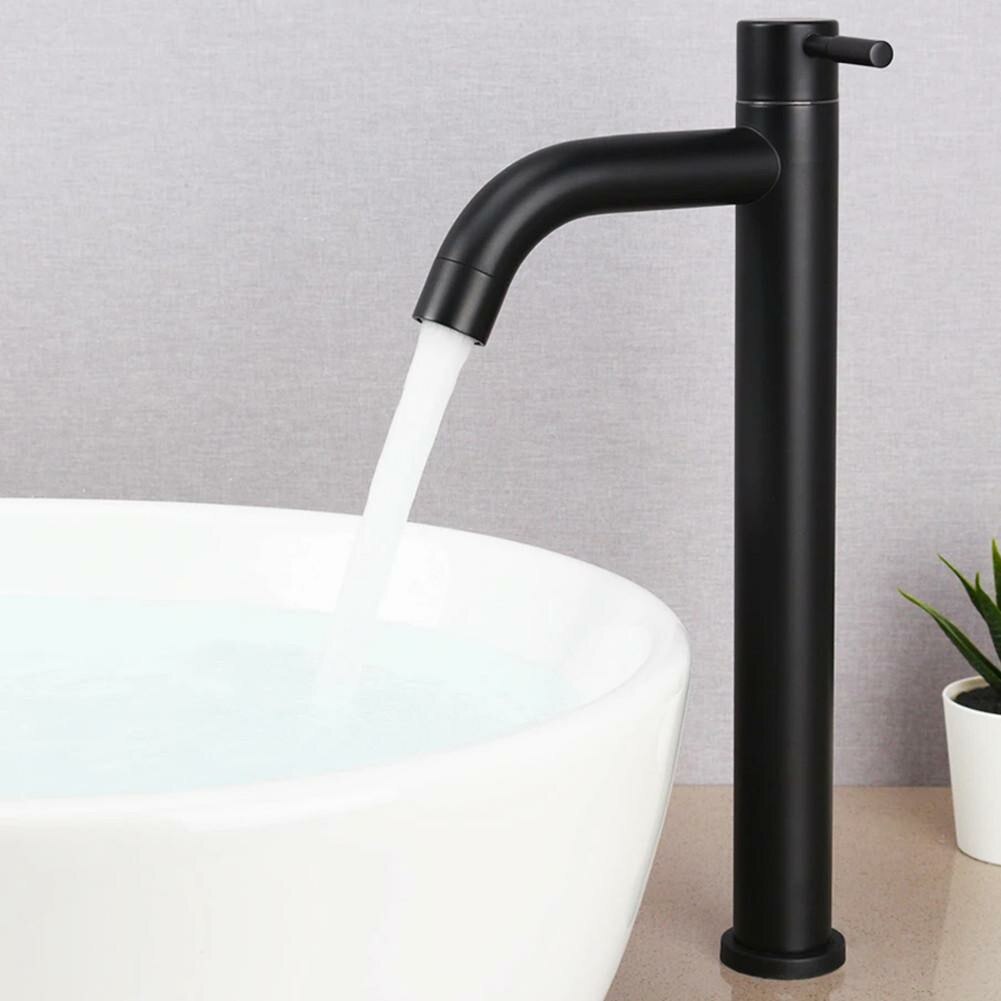 Rvs Zwart Enkele Koude Wastafel Kraan Badkamer Teller Wastafel Kraan Voor Keuken Badkamer Sink Wastafel Water Kranen Kraan