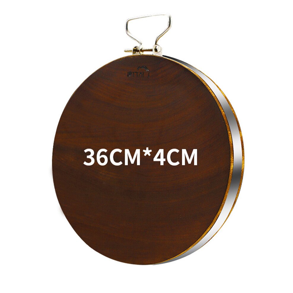 Shield Knife Wooden Chopping Board Whole Wood Cutting Board For Home Kitchen Round Thick Double-Sided Large Cutting Board: Steel ring style