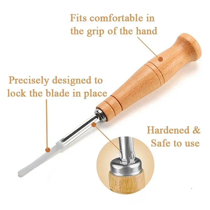 Bread Bakers Cutter Slashing Tool Bread Lame Dough Scoring Blade Tools Making Razor Cutter Curved Knife with Leather Protective