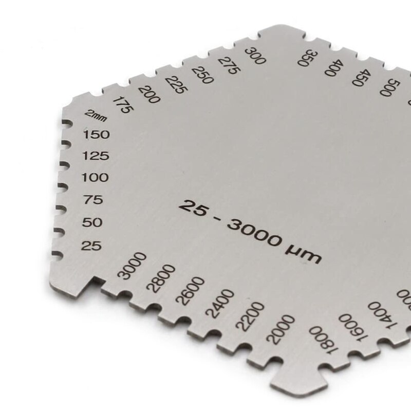Stainless Steel Hexagonal Wet Film Comb Paint Wet Film Thickness Gauge Comb Regulation Wet Film Card 25-3000um