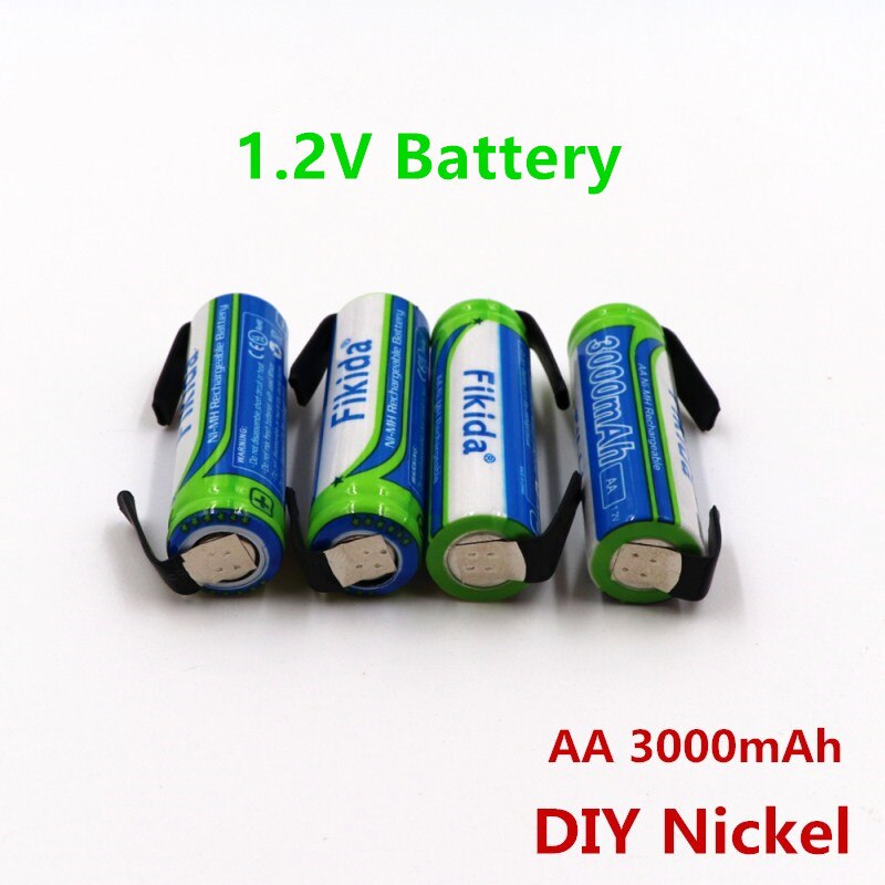 100% 1.2V AA Rechargeable battery 3000mAh AA NI-MH cell pack with tabs pins for Braun electric shaver toothbrush+ DIY Nickel