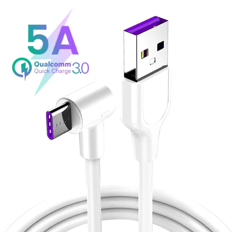 5A USB Type C Kabel Voor Huawei P30 Pro P20 Mate 20 Snel Opladen Type-C USB C Kabel voor Samsung S10 S9 Xiaomi USBC Super Lader: 1.5m / White