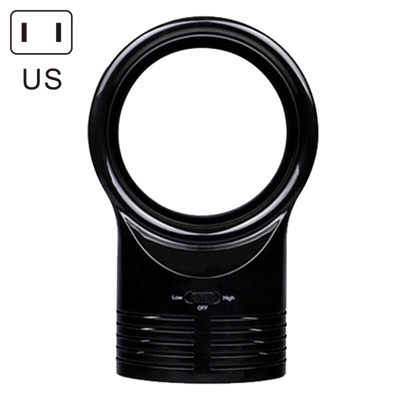 Mini No Leaf Fan Portable Bladeless Refrigeration Desktop Air Conditioner Low Noise GR5: Black US Plug