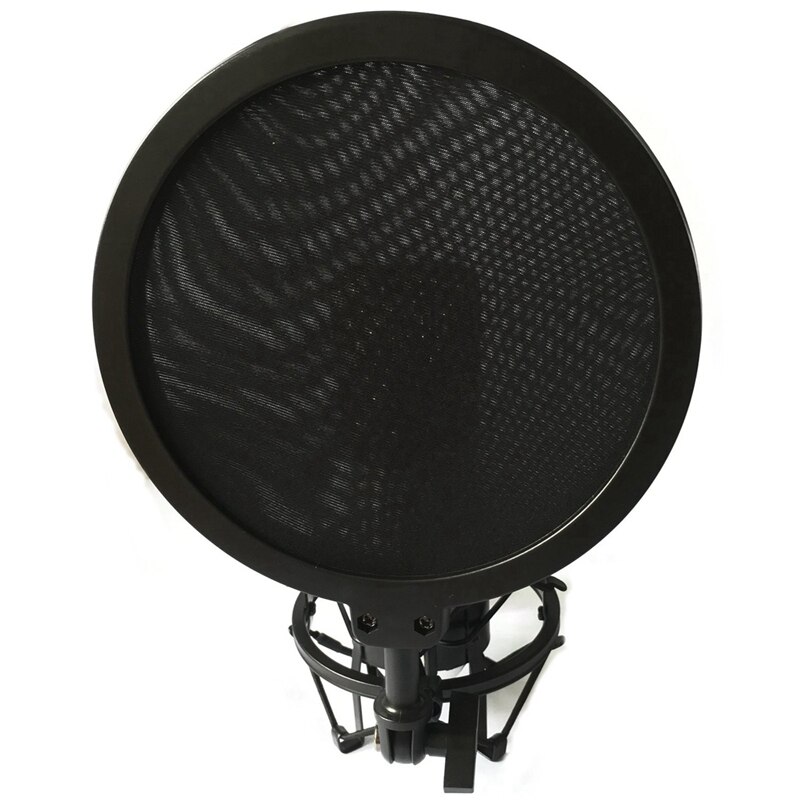 1 Set Microphone Mic Shock Mount with Shield Articulating Head Telescoping &amp; 1 Pcs Metal Table Mounting Clamp