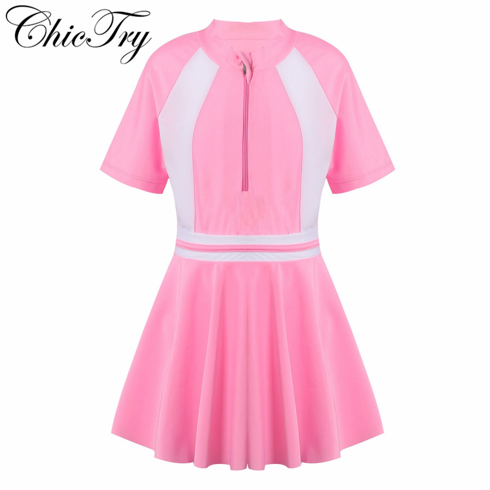 Kids Teens Swimwear Sets Pink Swim Tops with Skirt Bikini Set Girls Beachwear Tankini Swimwear Swimsuit Bathing Suit Outfits