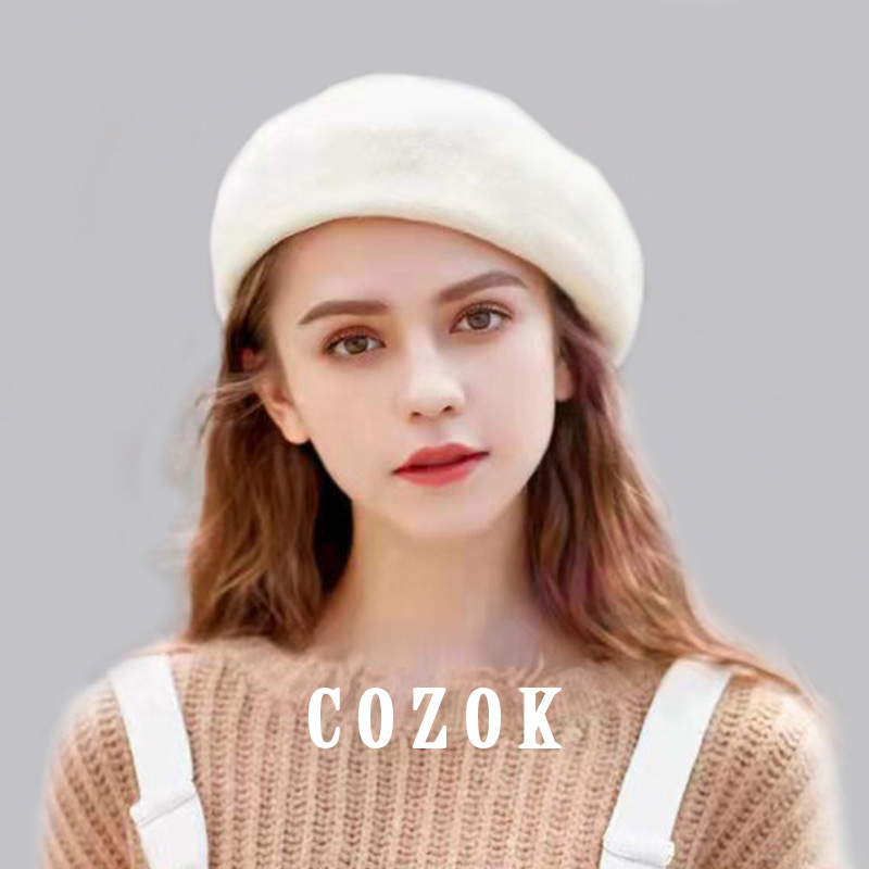 Cappelli da donna eleganti berretto da donna cachemire peloso morbido artista francese berretti berretto inverno donna elegante cappello da pittore di lana solido