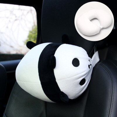 Cartoon U Vorm Auto Nekkussen Memory Foam Transformator Hoofdsteun Ondersteuning Rest Vliegtuig Reizen Kussens Dier Konijn Kikker Varken Beer: panda