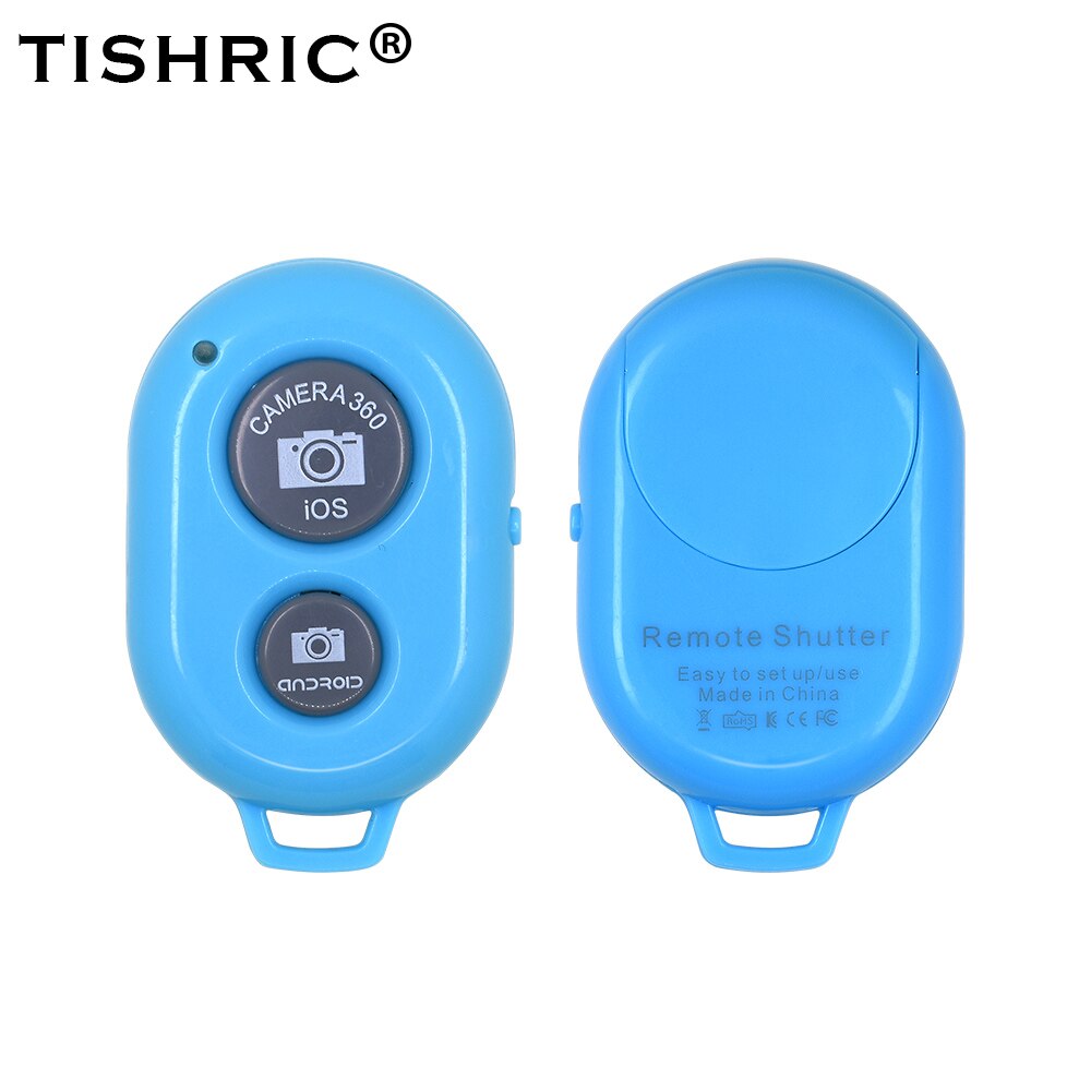 Tishric sem fio bluetooth obturador de controle remoto bluetooth auto temporizador para tripé do telefone móvel selfie vara controle remoto: Blue