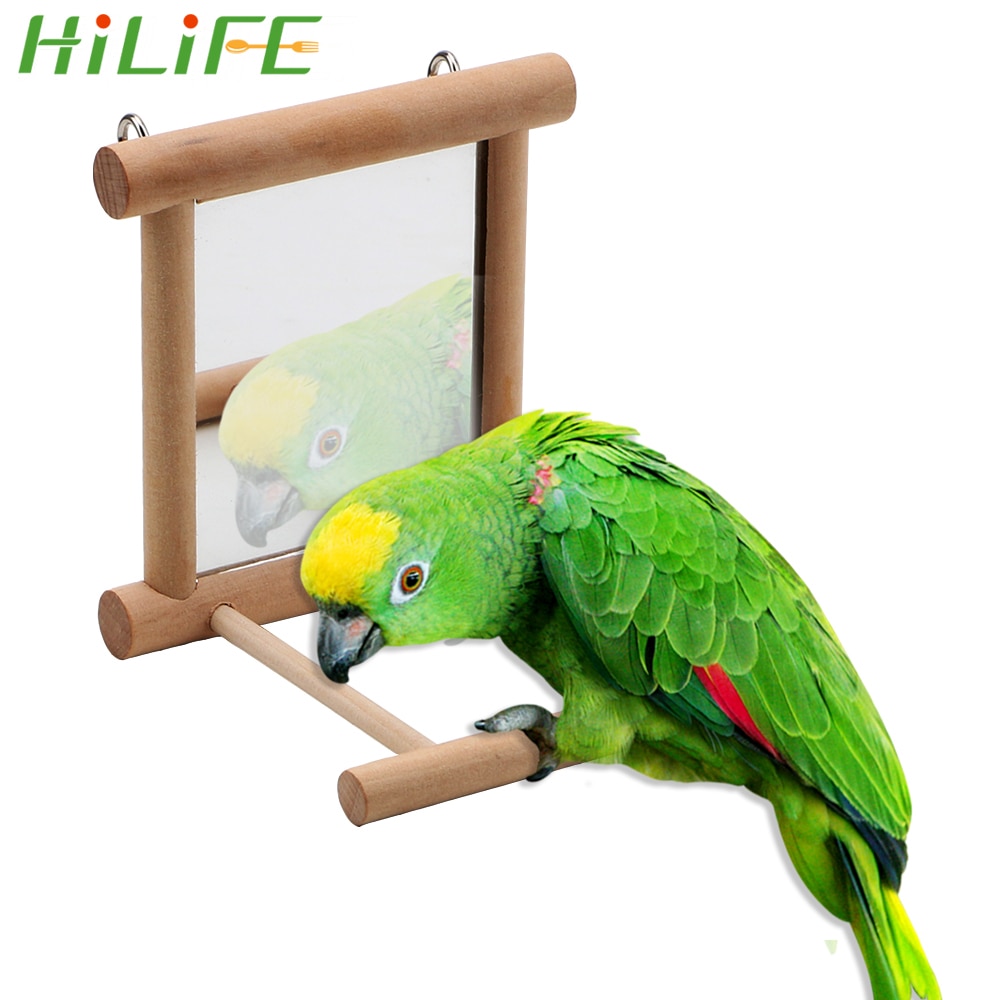 Hilife Parrot Brid Speelgoed Huisdier Speelgoed Met Spiegel Voor Valkparkiet Papegaaien Klim Vogelkooi Accessoires Huis Decoratie Houten
