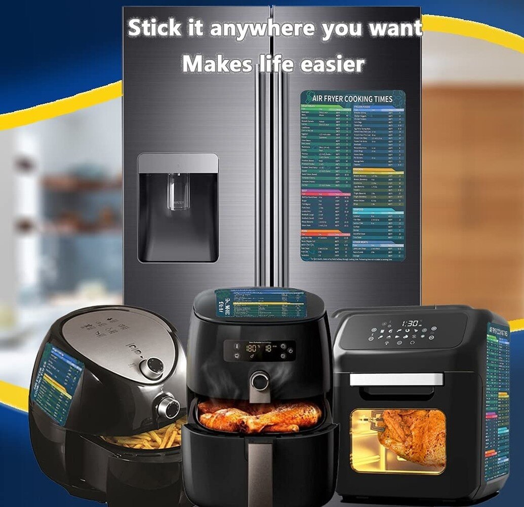 Air Fryer Magnetic Times Cheat Sheet, Air Fryer Accessories Magnetic Chart,Air Fryer Cooking Times Chart for Kitchen, 2Pcs