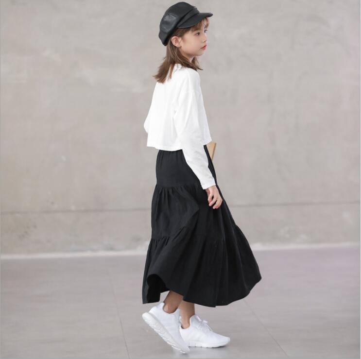 Girls Skirt Autumn Winter Baby Girls Black Cotton Long Skirts Teenage Girl Skirt Children Clothing 6 8 10 12 14Year