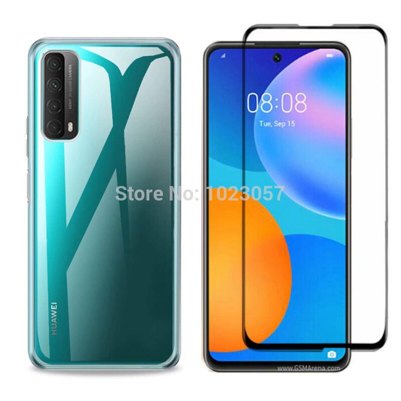 3-w-1 etui + kamera szkło hartowane dla Huawei Y7A Peppa-L22B ScreenProtector szkło na dla Huawei Y7A 2020 2.5D szkło: 2 in 1 jasny case