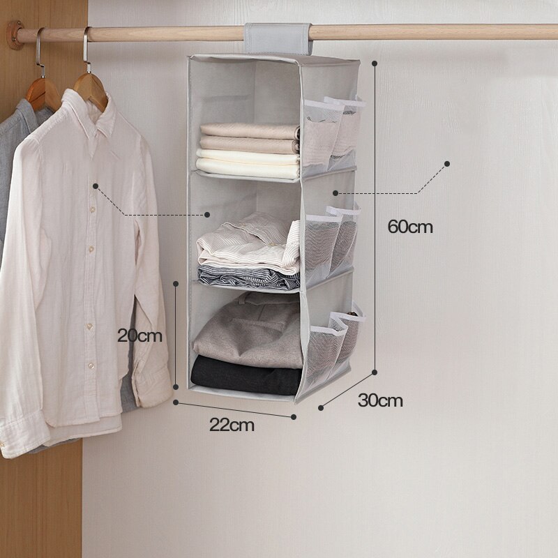 4 Layers Foldable Hanging Storage Bag Wardrobe Organizer Underwear Socks Clothes Storage Shelves Closet Hanging Shoe Organizer: 3 layers