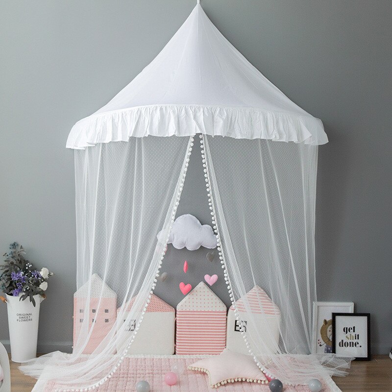 Roze babybedhemel voor kinderen, klamboe, leeshoekindeling, halve maan, spelhuis, bed, kasteel, tent, kamerdecoratie voor meisjes en jongens: Roze / 1.1 meter smal