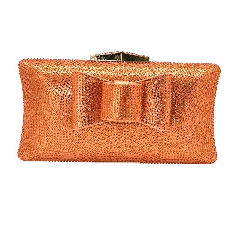 Producto, bolso de para mujer, bolso de hombro nupcial para mujer, Diamante de cristal para bodas, bolsos de noche, bolso de hombro de lujo para mujer a la: Naranja