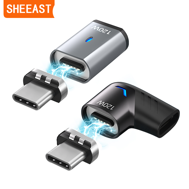 Magnetischer USB-C-Adapter, 120 W, schnelles Aufladen, 480 MB, Magnetkonverter für iPad, MacBook Pro, Oberfläche 7, Huawei, MI, OPPO-Schalteranschluss