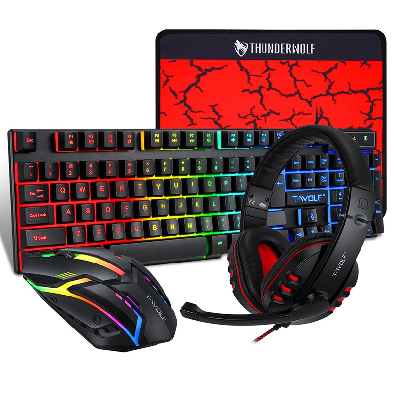 RGB Gaming 104 keyboard Gamer keyboard Mouse pad Headset Set With Backlight Wired Ergonomic Keyboard For PC keyboard and mouse