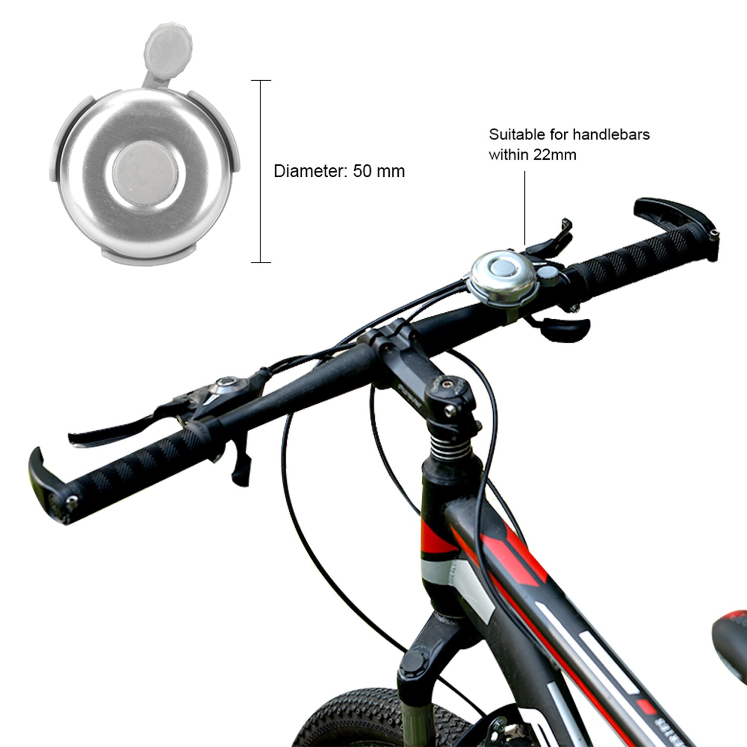 Manillar y timbre de aleación de aluminio para bicicleta, 6 colores, Mini alarma para seguridad en exteriores
