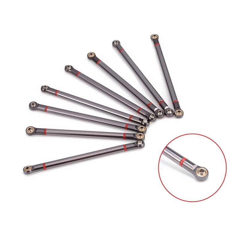 8 stuks wielbasisverbindingsstangen van aluminiumlegering, 31m voor 1/10 rc crawler-axiale scx 10