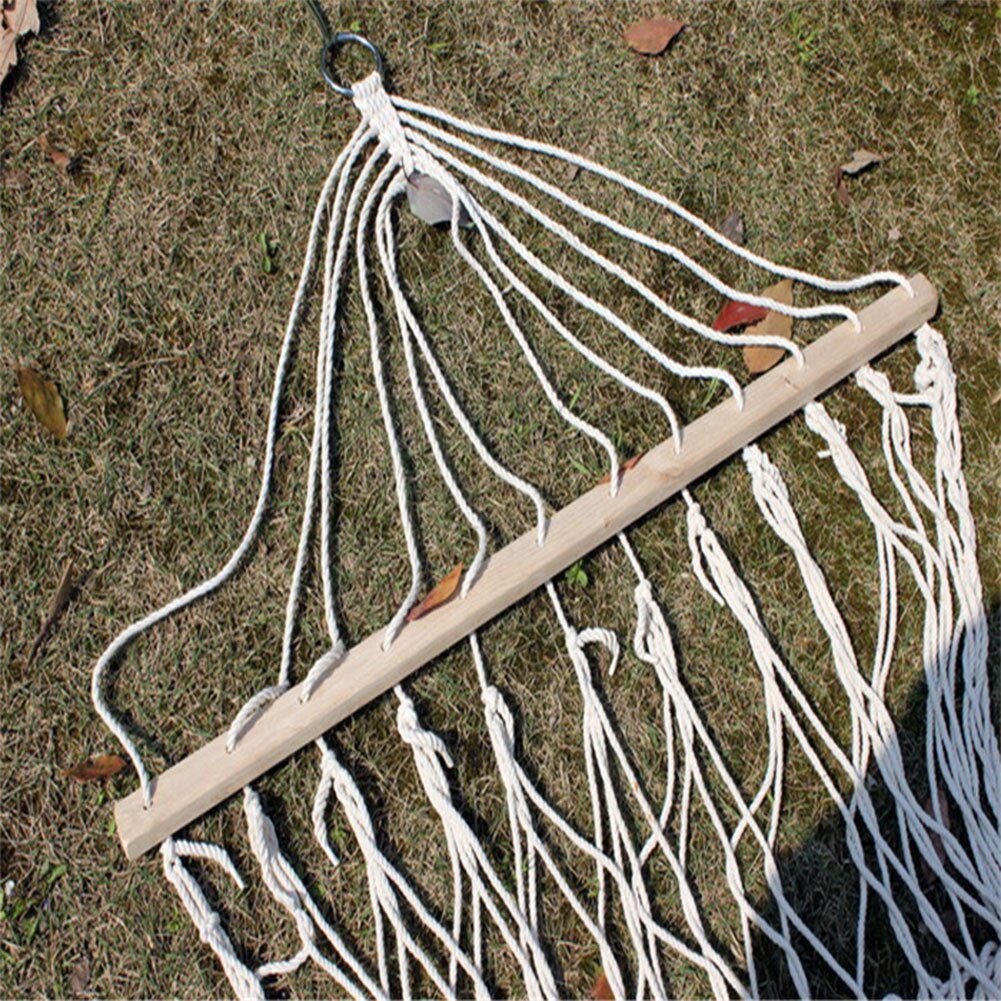 Palo de madera para viajes al aire libre, cuerda de algodón, hamaca, columpio colgante, Red de cama para dormir