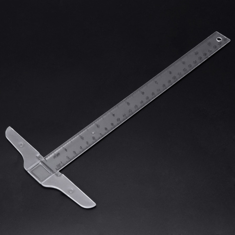 30cm/12" Plastic T-Square Metric Ruler cm/inch Double Side Scale Measuring Tool