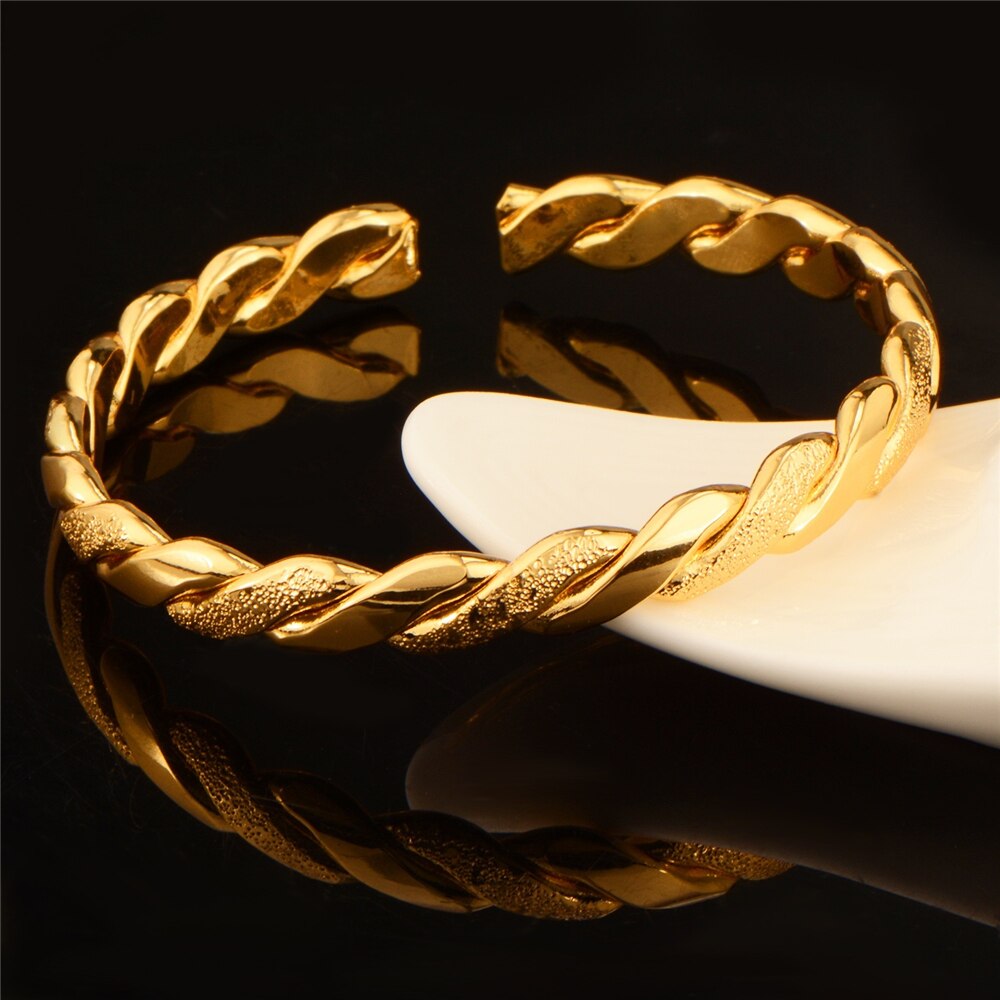 Eenvoudige Bangle Voor Vrouwen Mannen Sieraden Vintage Gold Twisting Eindeloze Koperen Manchet Armband Party Accessoires Pulseira: Default Title