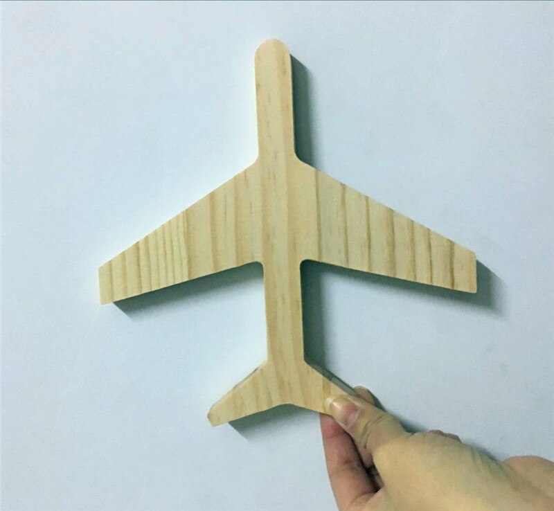 Nordic INS Wooden Star Moon Newborn Baby Kids Tent BedRoom Decor Accessory Wall Hanging Photography Props With 3M Stickers: aircraft