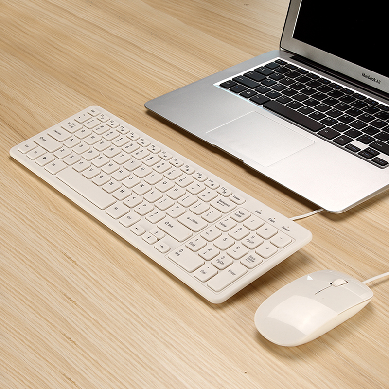 Domáca kancelária drôtová počítačová klávesnica myš combo ergonomická usb stolová klávesnica klasická univerzálna 96 klávesy pre pc notebook notebook: Biele kombinované drôtové