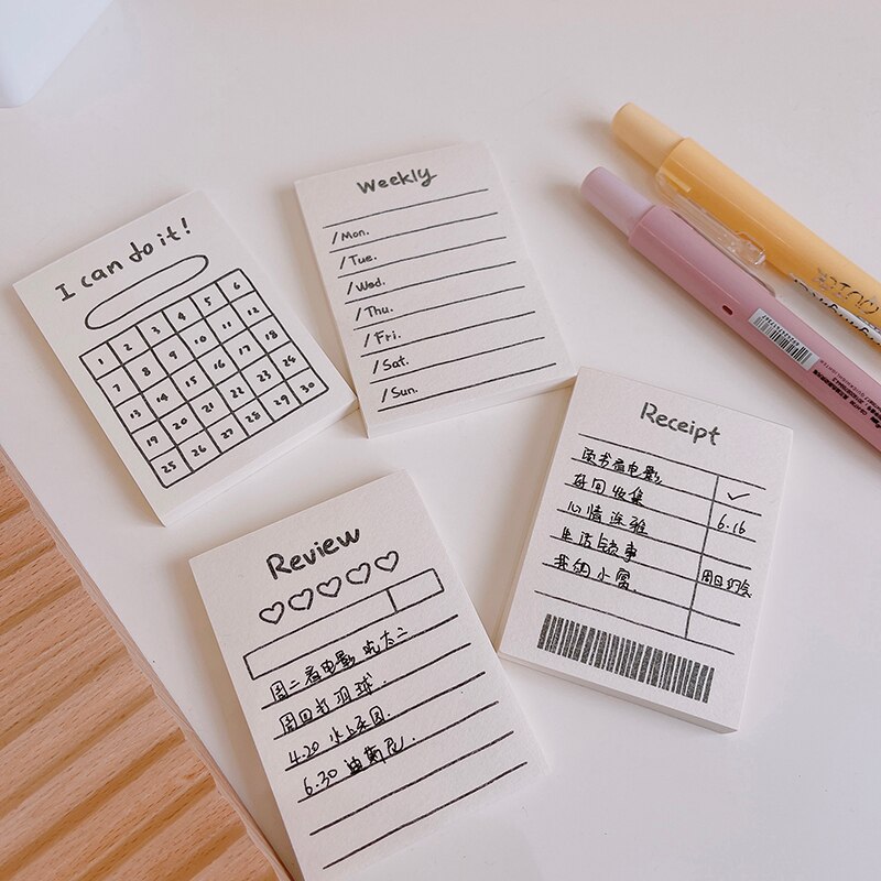 Black White Note Paper Simple Style Plaid Message Memo Pad Kawaii Stationery Notepad Office Leave Message Office Supplies