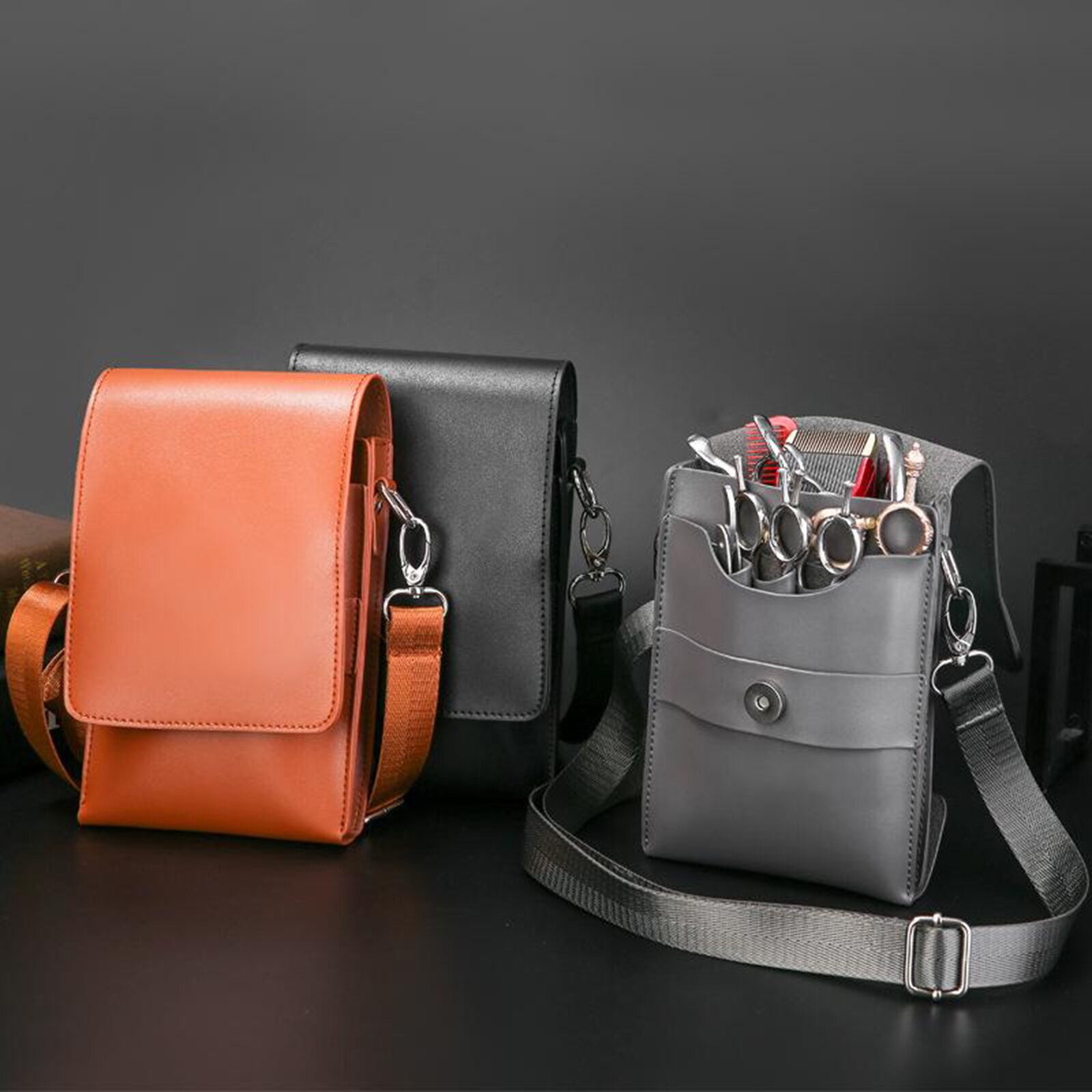 Haar Stylist Kappers Schaar Gereedschap Taille Holster Schoudertas Bruin