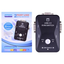 USB 2.0 KVM Switch Box 2 Port VGA Video Sharing Adapter Switcher for Computer PC Laptop