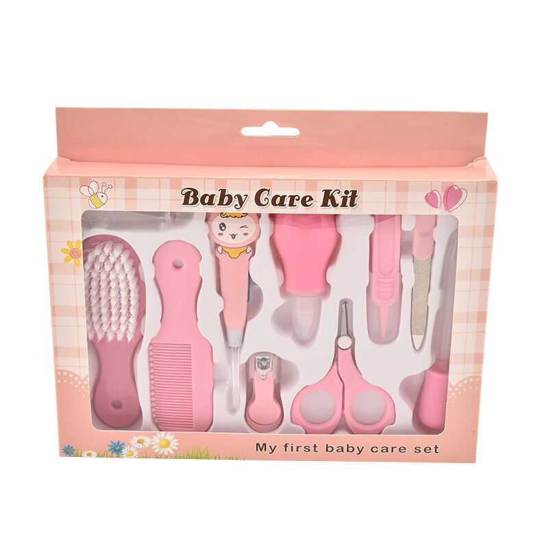 Kit de cuidados infantis com tesoura e pentes, 10 unidades, conjunto de cuidados para bebês, infantil, tesoura, cortador de unhas, escova de cabelo