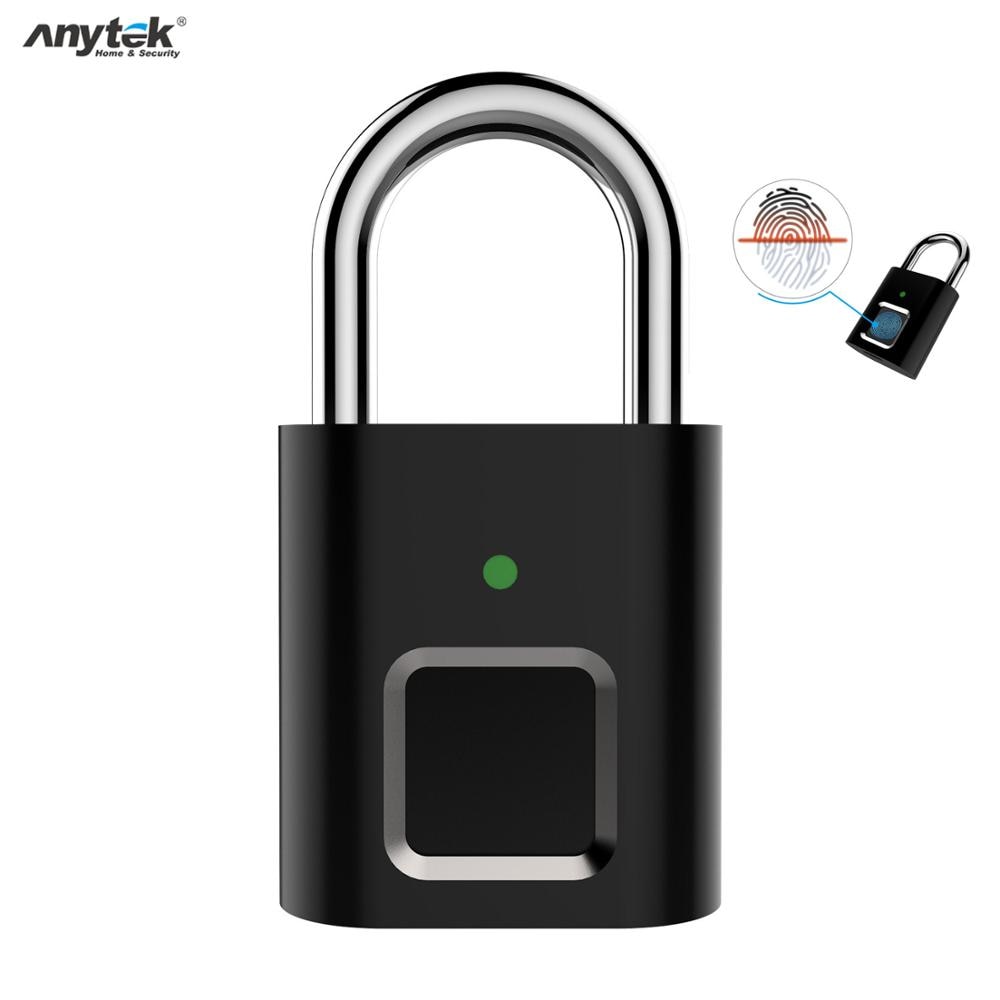 Anytek L34 Smart Fingerprint Lock USB Rechargeable Fingerprint Padlock Security Keyless Mini Door Luggage Finger Print Lock