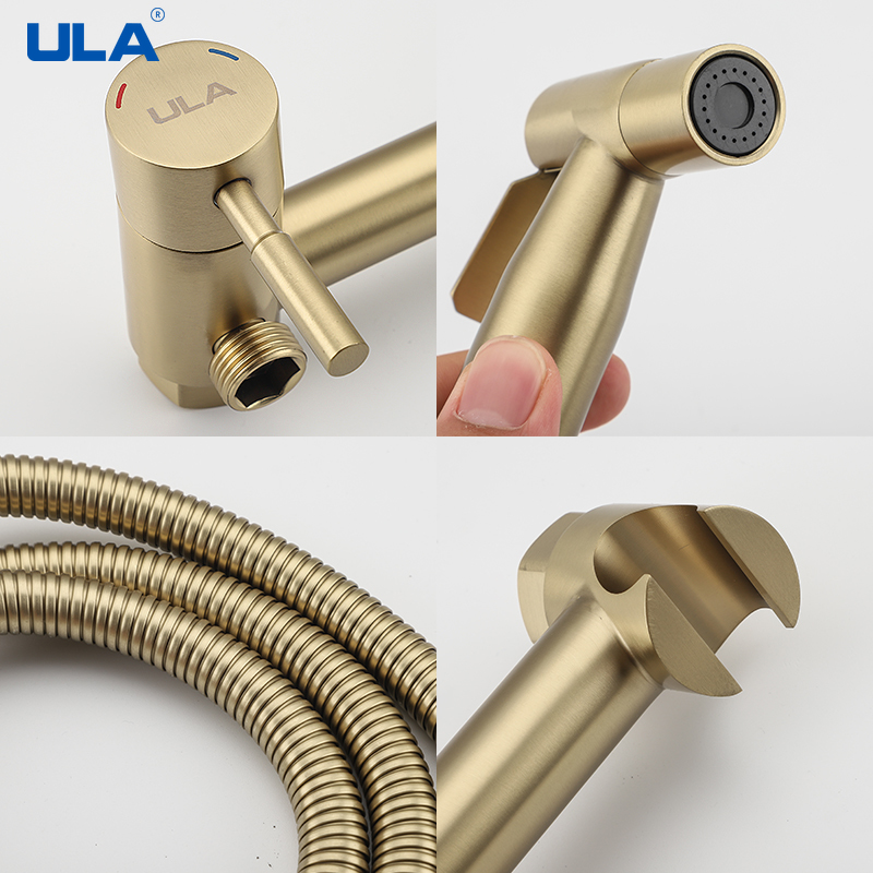 ULA Gold Bidet Wasserhahn Wc Wasserhahn Edelstahl Handheld Bidet Spritzgerät einstellen Kalt warm Wasser Mischer Kran Badezimmer Dusche Kopf