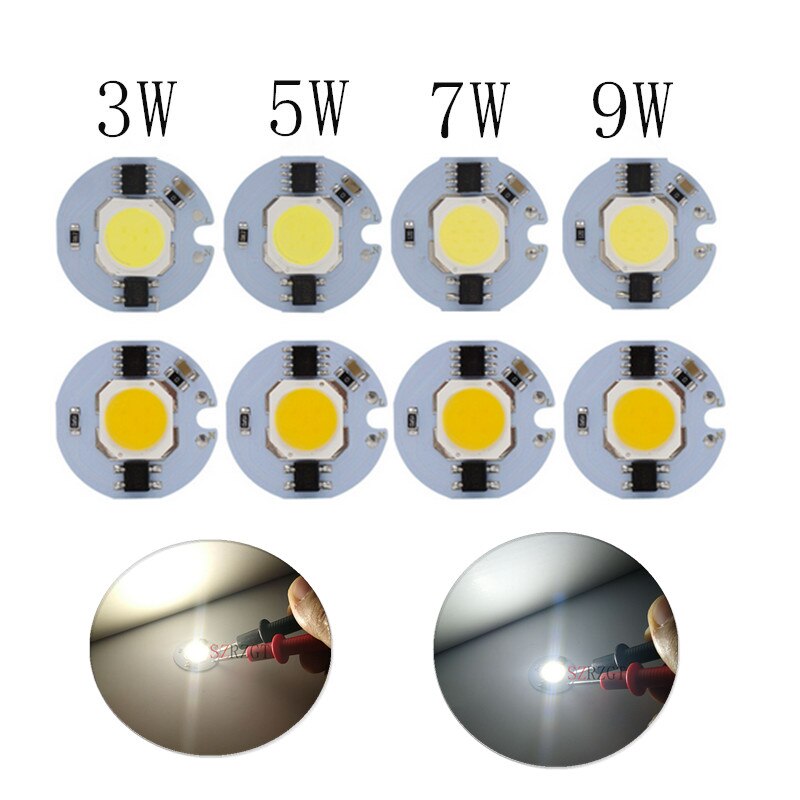 Led cob chip lamp 3w 5w 7w 9w 220v input smart ic geen driver hoge lumens voor diy led flood light downlight spot 220v