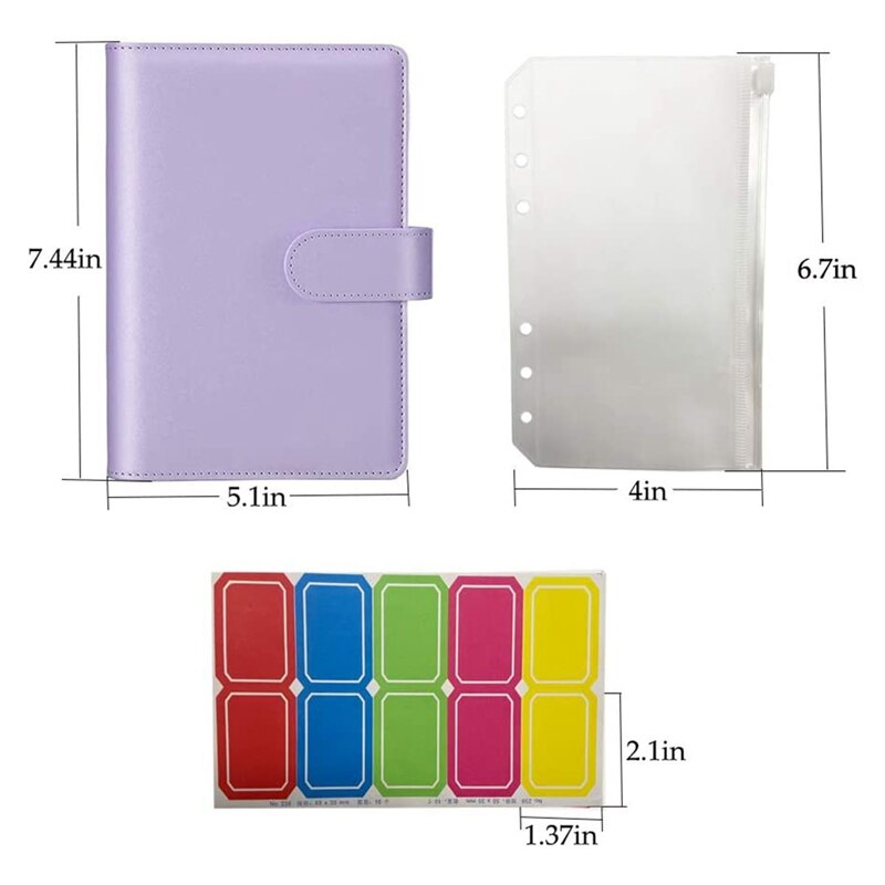 -A6 Notebook Binder with 12PCS A6 Binder Pockets,with Magnetic Buckle Closure for Inner Filler Paper